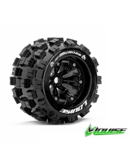 Louise RC - MT-MCROSS 1/8 Monster Truck Tire Set - Medium - Black 3.8" Rims - 1/2"-Offset