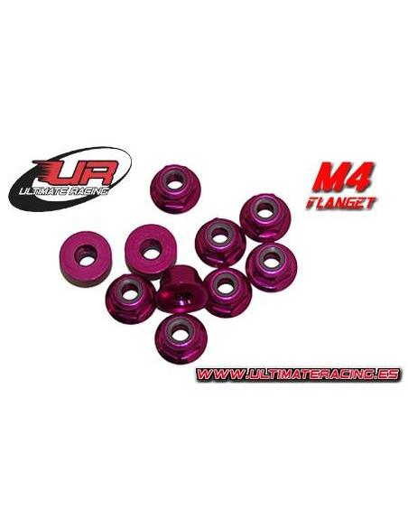Tuerca Autoblocante Aluminio Flanget m4 Rosa (10u.)