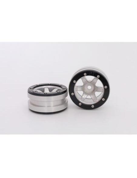Beadlock Wheels PT-Wave Silver/Black 1.9 Metsafil (2u)