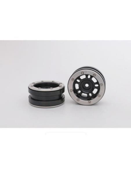 Beadlock Wheels PT-Distractor Black/Silver 1.9 Metsafil (2u)