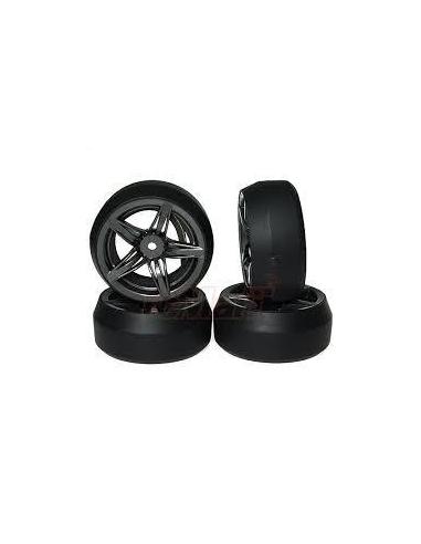 Neumáticos Drift 1/10 4pcs - LLanta 6 Spoke Gris