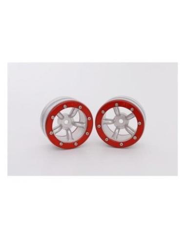 Beadlock Wheels PT-Safari Red/Silver 1.9 (2 pcs)