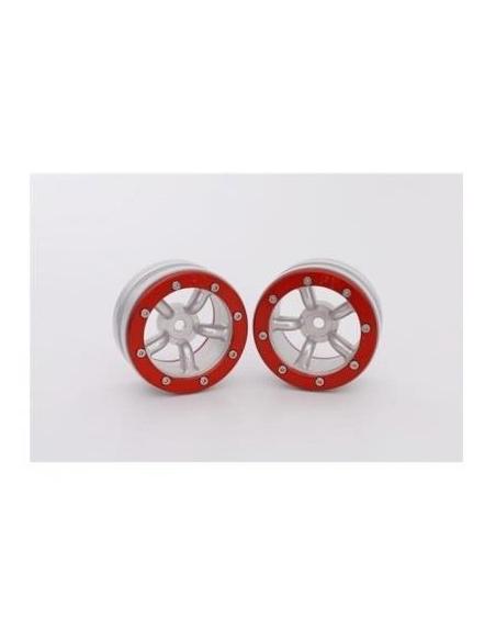 Beadlock Wheels PT-Safari Red/Silver 1.9 (2 pcs)
