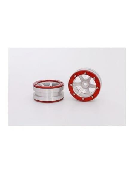 Beadlock Wheels PT- Slingshot Silver/Red 1.9 (2u)