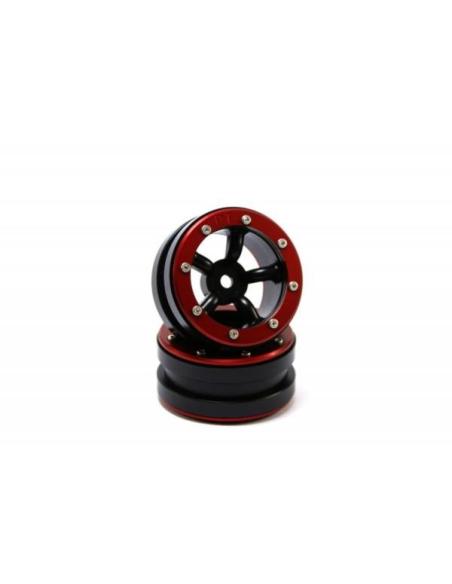 Beadlock Wheels PT-Safari Black/Red 1.9 (2 pcs)