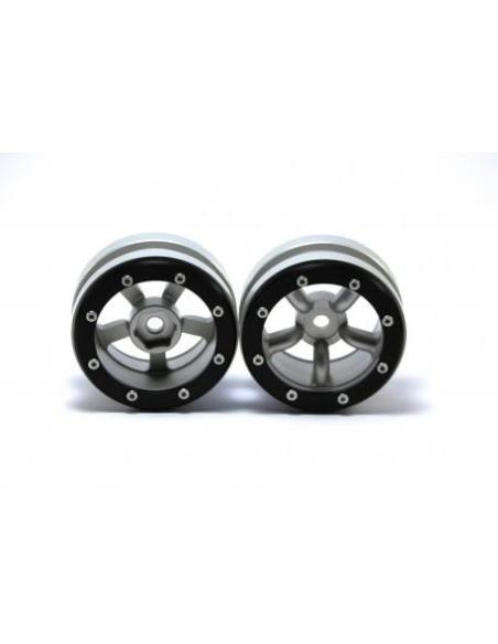 Beadlock Wheels PT-Safari Silver/Black 1.9 (2 pcs)