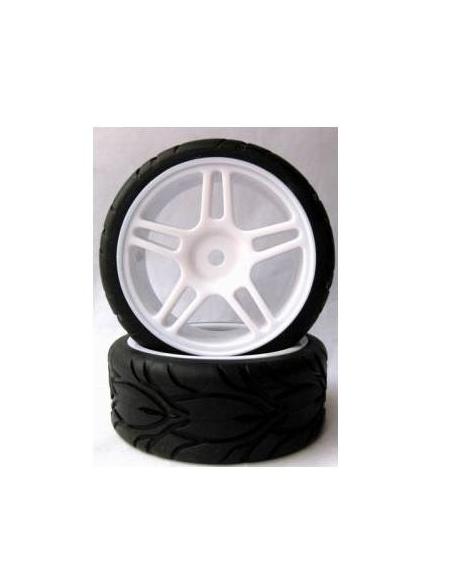 Neumáticos Touring con llanta en Blanco para 1/10 (2u)