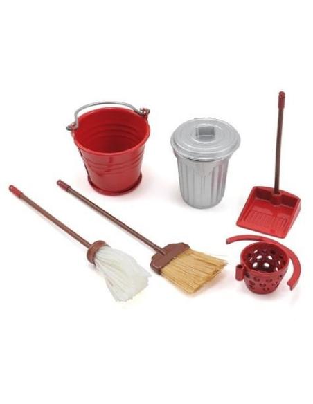 Yeah Racing Scale Crawler Garage Set: Broom, Dustpan, Mop, Bucket, Garbage