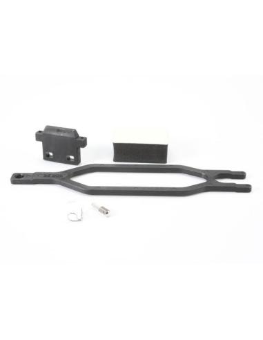 Hold down, battery/ hold down retainer/ battery post/ foam spacers/ angle body clip