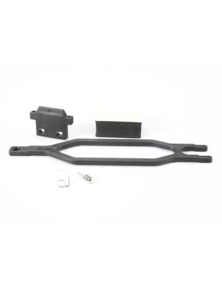Hold down, battery/ hold down retainer/ battery post/ foam spacers/ angle body clip
