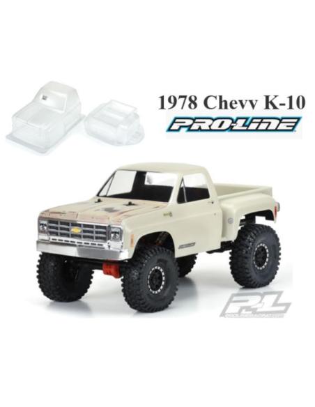 1978 Chevy K-10 Clear Body (Cab & Bed) for 12.3 (313mm) Wheelbase Scale Crawler Proline