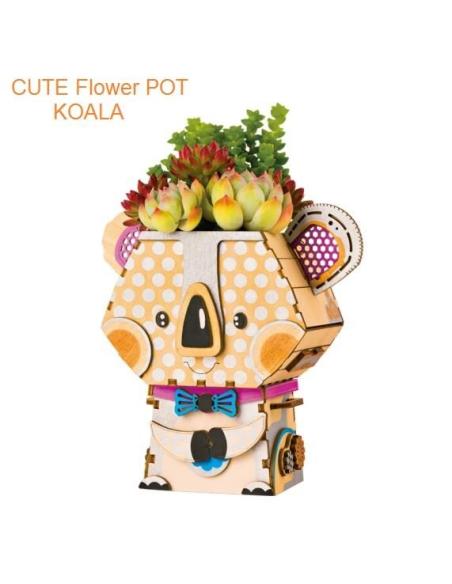 Cute Robot Flower Pot - 3D Wooden Puzzle - Building Kits Toy Koala FT732