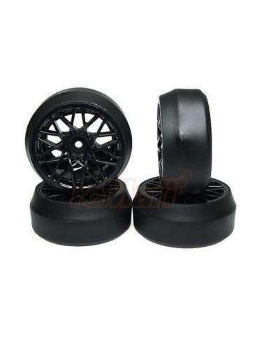 Yeah Racing Spec D LS Wheel Offset +3 Black w/Tire 1/10 (4u)