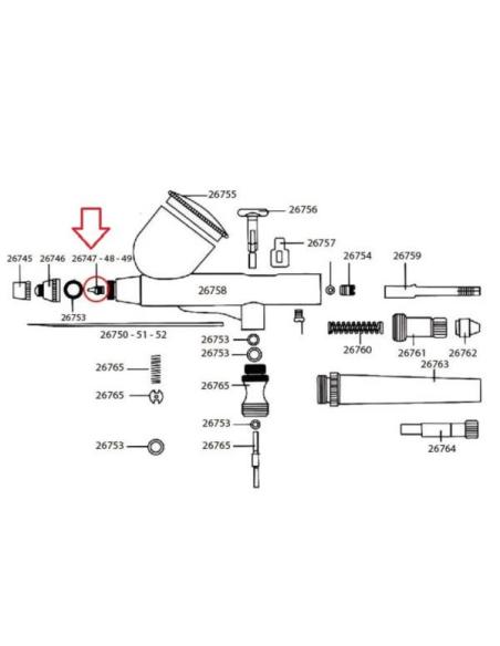 Obturador 0,3mm para aerógrafo D-102, D-103 y D-116