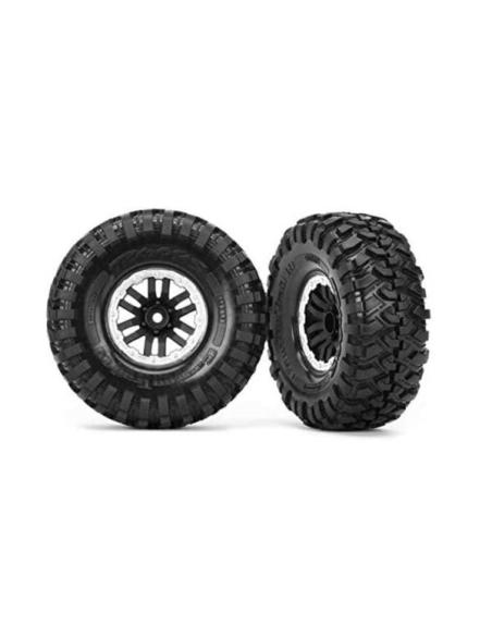 Tires and wheels, assembled, glued (TRX-4 satin beadlock wheels, Canyon Trail 1.