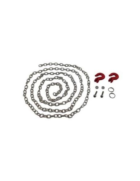 High end metal Trailer Hook with silver chain for RC Crawler 1/10 - blue