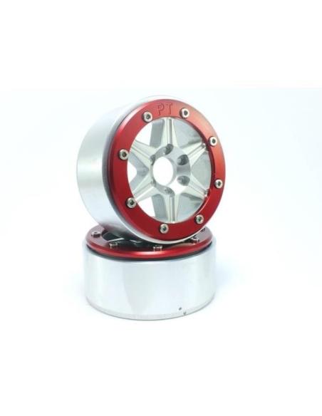 Beadlock Wheels PT-SIXSTAR SILVER/RED 1.9 Metsafil (2)
