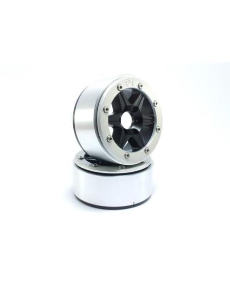 Beadlock Wheels PT-SIXSTAR BLACK/SILVER 1.9 Metsafil (2) - A Falta hexágono sujeción.