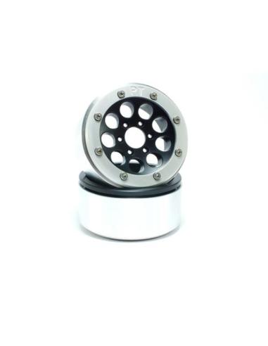 Beadlock Wheels PT-GUN BLACK/SILVER 1.9 (2)
