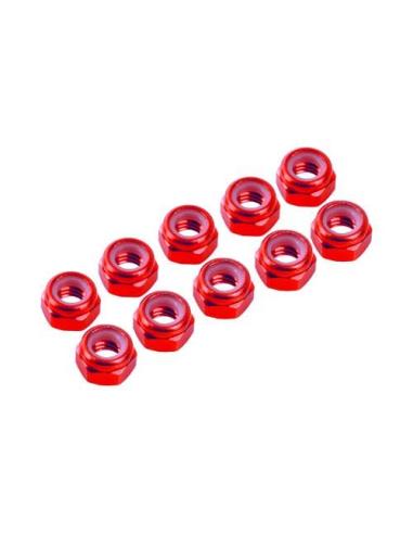 Tuerca Autoblocante Aluminio Roja M3 (10u.)