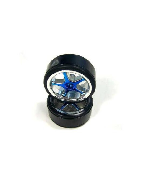 Neumáticos Drift con llanta en azul (Escala 1/10 touring)