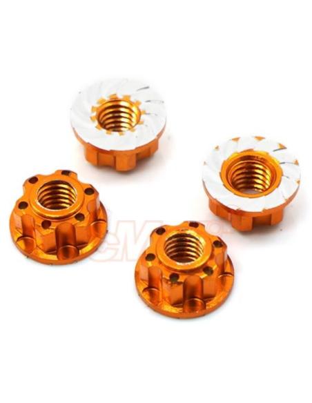 4mm Aluminium Wheel Flange Lock Nut 4pcs For RC Car Orange (4pcs).