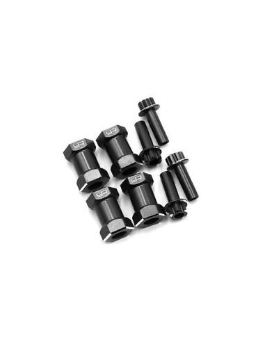 Aluminum Hex Adaptor 15mm Offset For 12mm Hex Wheels Black