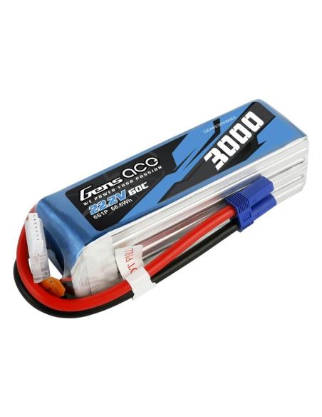 Batería LiPo Gens ace 3000mAh 22.2V 60C 6S1P EC5