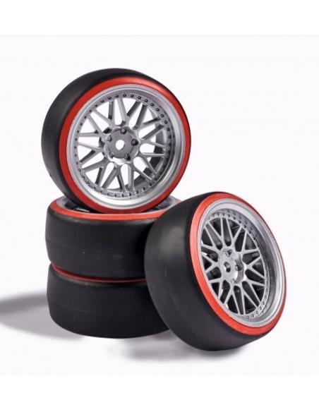 Wheel Set Drift 1/10 silver/red  4 