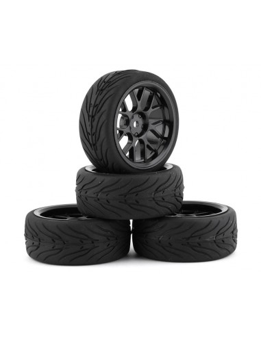 Spec T LS Wheel Offset 3 Black w/Tire 4pcs 1/10