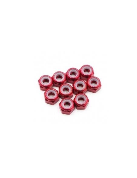 Tuerca aluminio 3mm autoblocante Roja (4u)