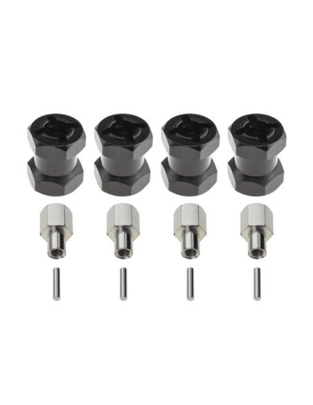 Separador Hexágono 12mm x 15mm Aluminio Negro  4u 