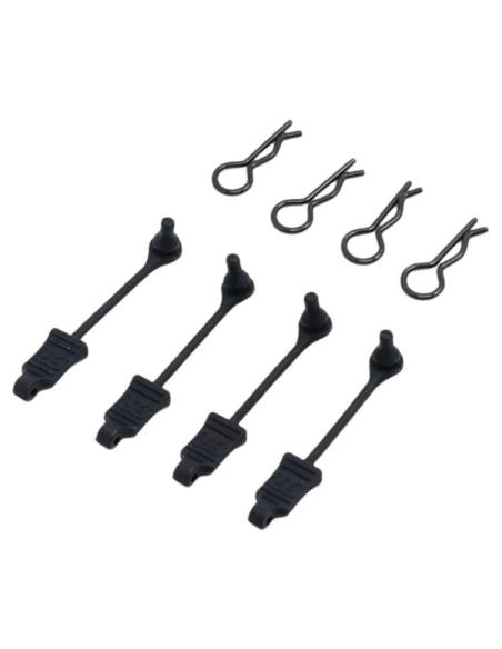 Clips pequeños con goma para carrocería Negro  4u 