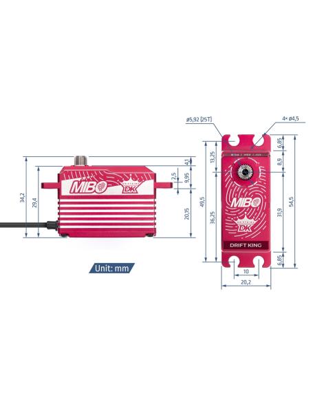 Servo MIBO Drift King Alu Programable Rojo