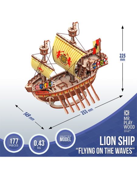 Mr. Playwood Barco Pirata "Lion Ship" 177 piezas