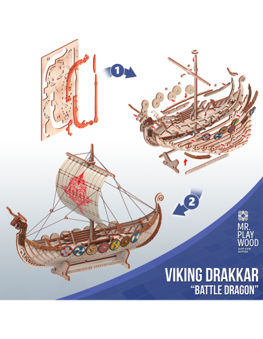 Mr. Playwood Barco Vikingo Battle Drag 131 piezas