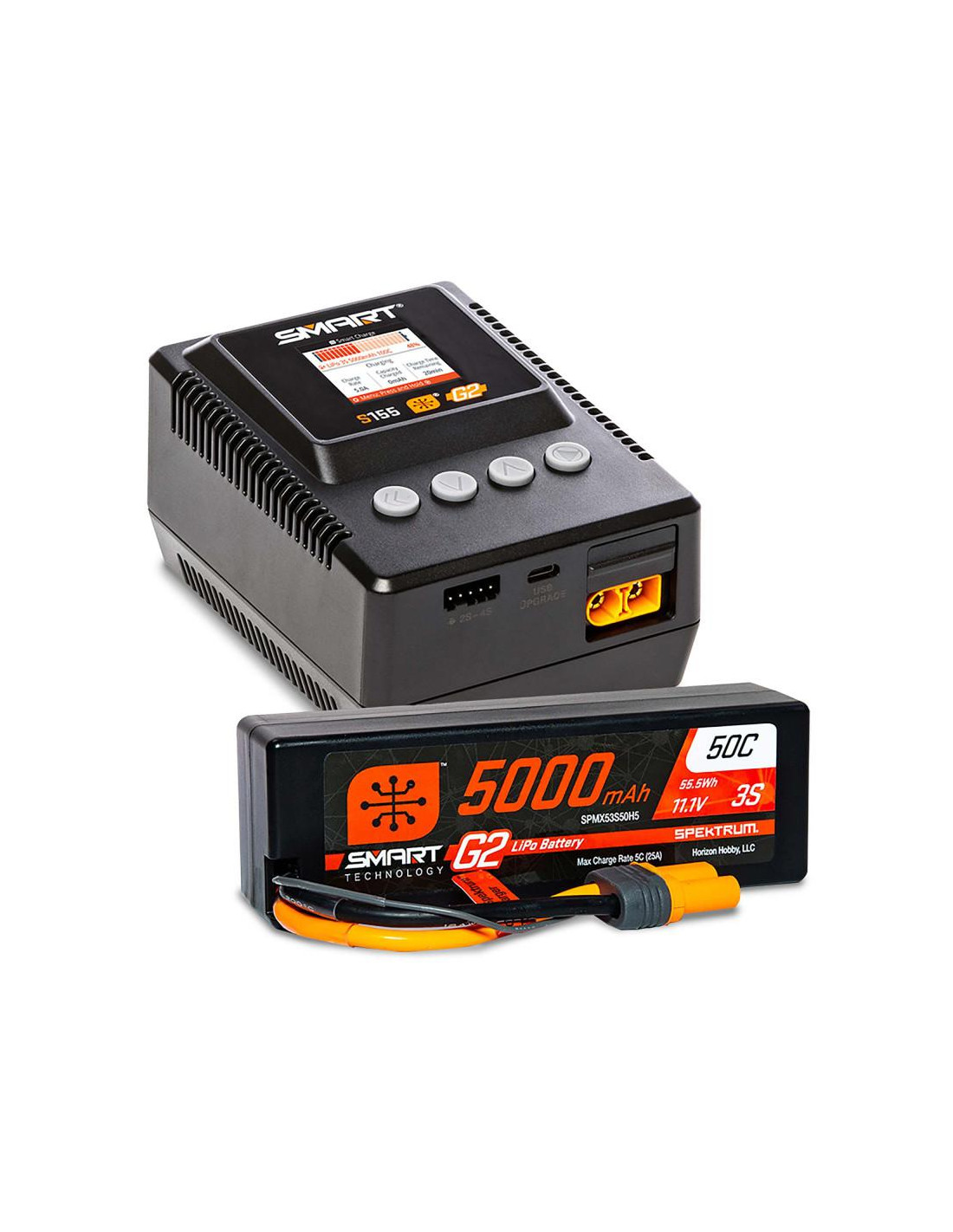 Combo Cargador Spektrum S155 LiPo G2 5000mAh 3S IC5