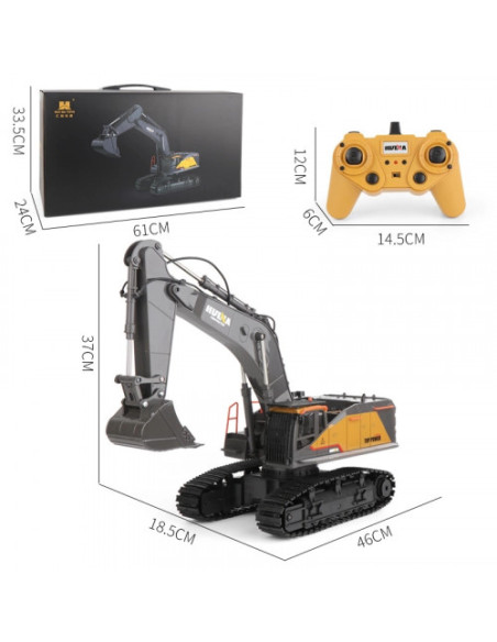 EXCAVADORA HUINA 1592 1/14 VOLVO SEMI METALICA