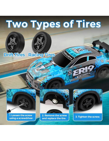 Coche Drift 1/22 ER19 RTR con luces Led - Azul