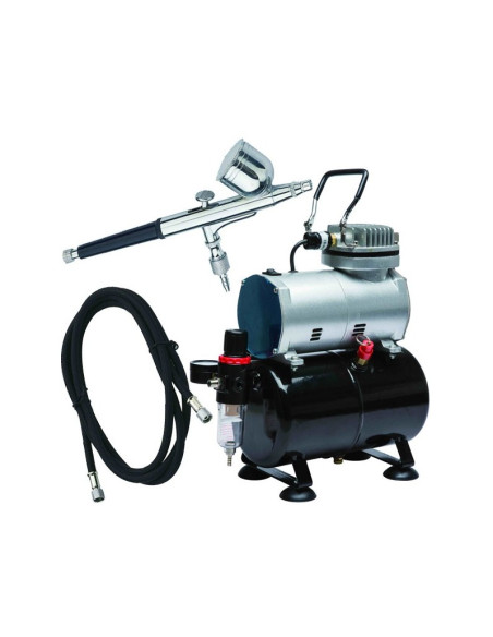 COMPRESOR AUTOMATICO CON CALDERIN DISMOER D-80 + Aerógrafo D-102 3 Agujas