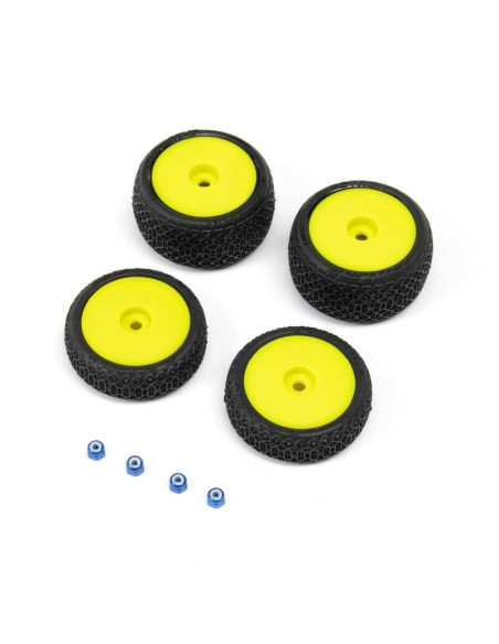 Ruedas Proline Electron 2.0 F/R Montadas Amarillas: Micro-B Losi 1/24