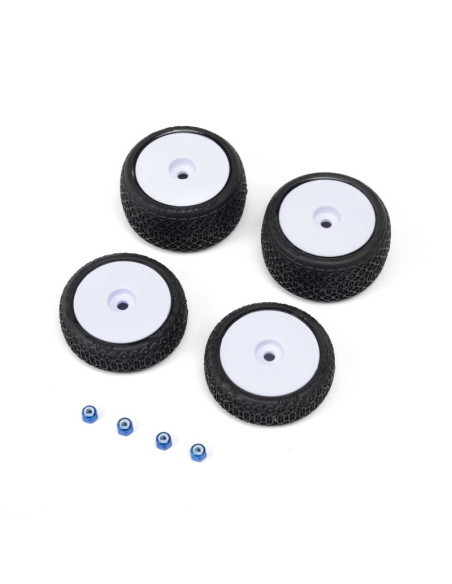 Ruedas Proline Electron 2.0 F/R Montadas Blancas: Micro-B Losi 1/24