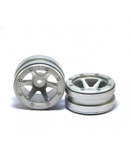 Beadlock Wheels PT-Slingshot Silver/Silver 1.9 Metsafil (2u)