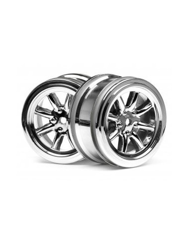 VINTAGE 8 SPOKE WHEEL 26mm SHINY CHROME 0mm OFFSET