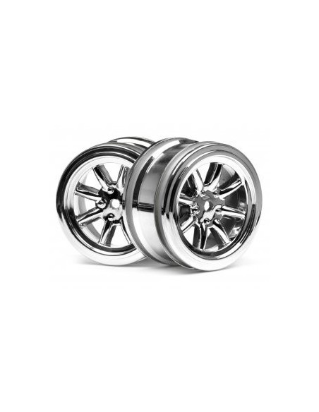 VINTAGE 8 SPOKE WHEEL 26mm SHINY CHROME 0mm OFFSET