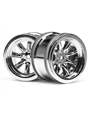 VINTAGE 8 SPOKE WHEEL 31mm SHINY CHROME 6mm OFFSET