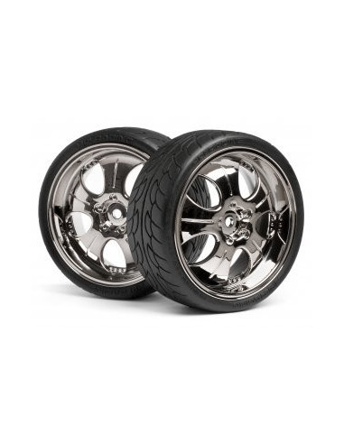 MOUNTED SUPER LOW TREAD TIRE (BLACK CHROMO/4PCS)