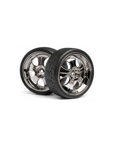 MOUNTED SUPER LOW TREAD TIRE (BLACK CHROMO/4PCS)