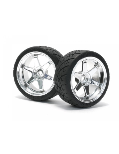 MOUNTED X PATTERN TYRE D COMPOUND ON TE37 6MM OFFSET CHROME