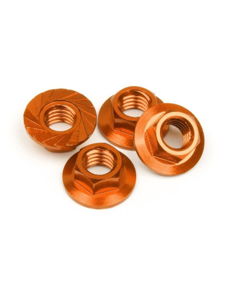 SERRATED FLANGE NUT M4 (ORANGE/4pcs)